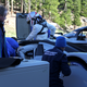 Romain Dumas gets in the car through a top hatch on practice day.